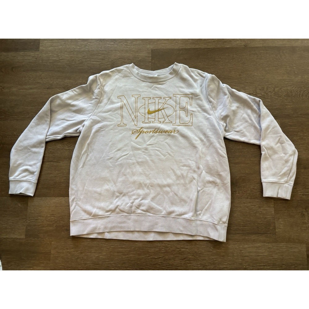Nike White Sweatshirt with Gold Logo